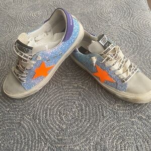 Golden Goose Women's Glitter Sneakers - Blue and Orange